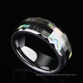 Amazon Hot venda de 8 mm de tungstênio anéis pretos jóias tungsten anel de ranhura dupla cor casca de cor